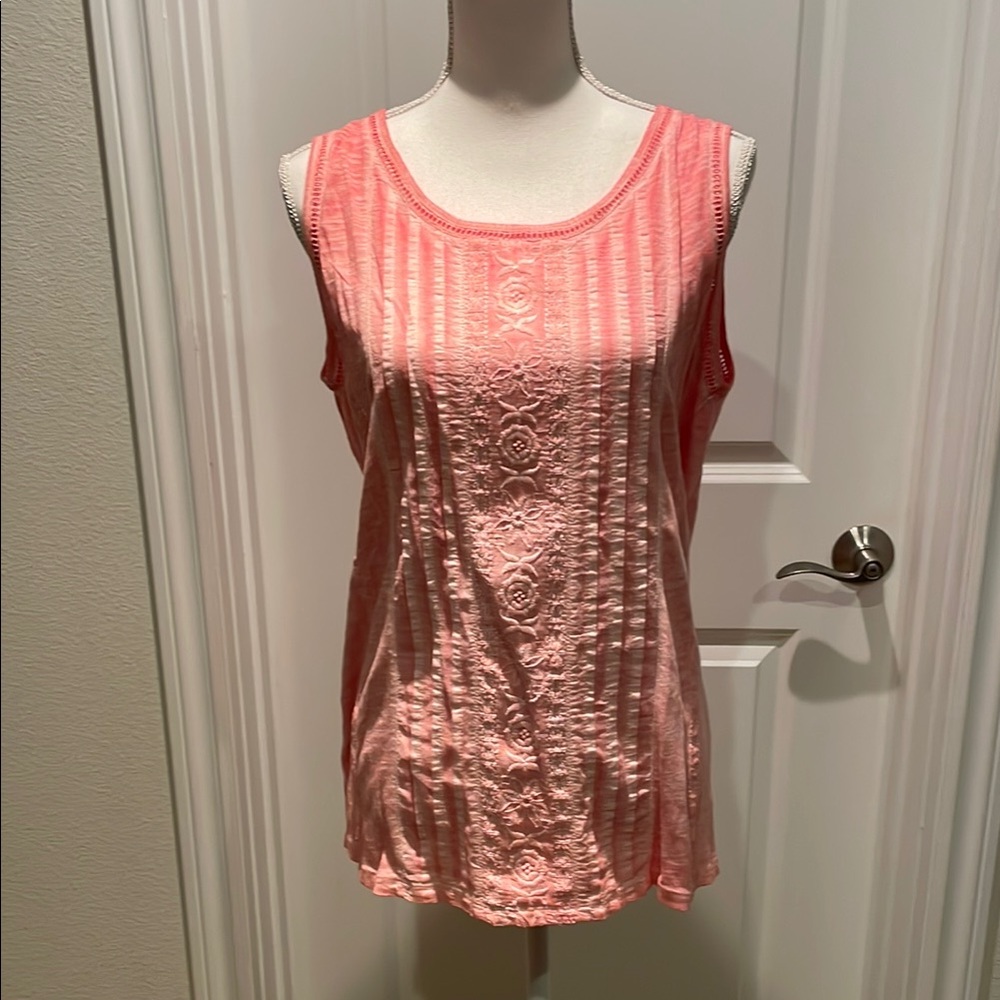 Soft Surroundings Pink Tank Top with Pintuck Details